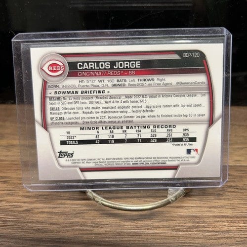 Cheap Sneaks Footwear/Sports Cards Baseball Card Carlos Jorge 2023 1st Bowman Chrome Cincinnati Reds Baseball Card #BCP