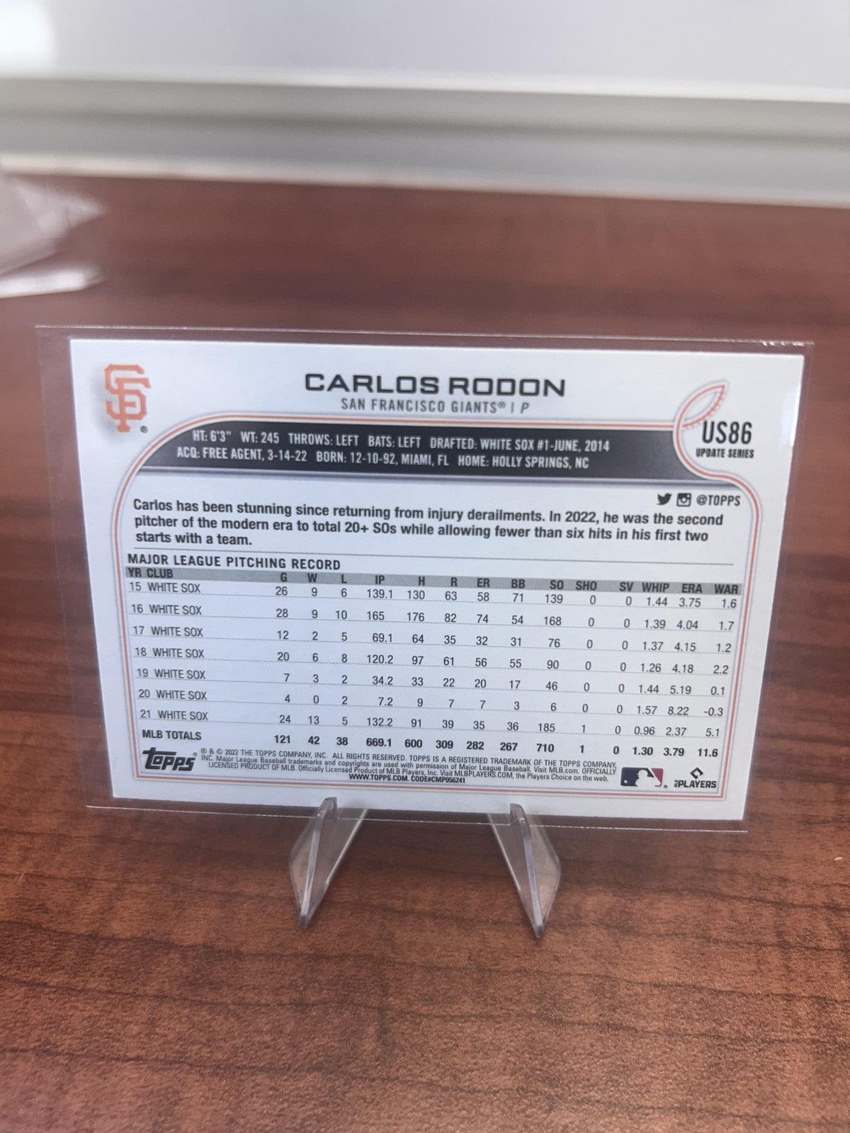 Cheap Sneaks Footwear/Sports Cards Baseball Card Carlos Rodon 2022 Topps Update #US86 San Francisco Giants