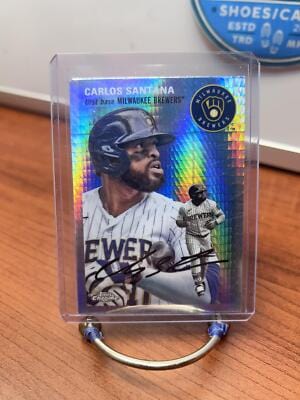 Cheap Sneaks Footwear/Sports Cards Baseball Card Carlos Santana 2023 Topps Chrome Platinum Anniv Prism Refractor #391
