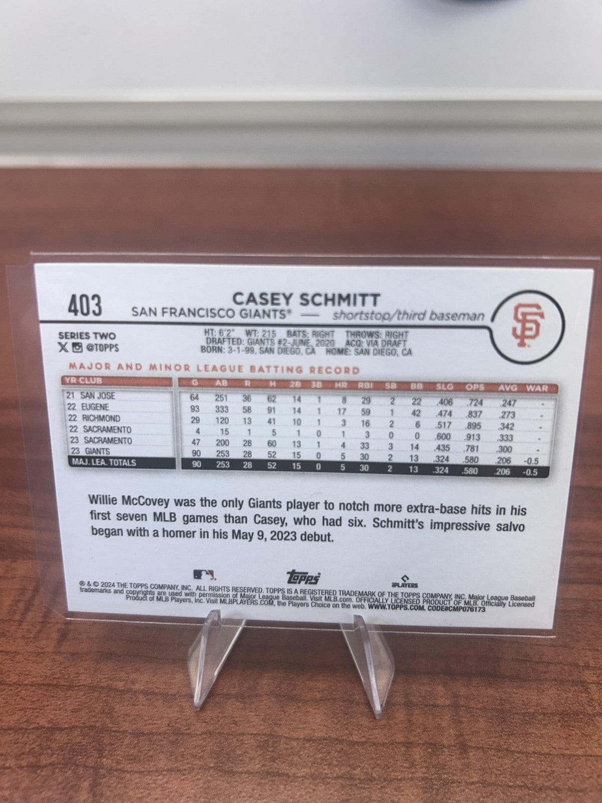Cheap Sneaks Footwear/Sports Cards Baseball Card Casey Schmitt 2024 Topps #403 San Francisco Giants
