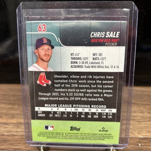 Cheap Sneaks Footwear/Sports Cards Baseball Card Chris Sale 2022 Topps Stadium Club Baseball - #63 - Boston Red Sox