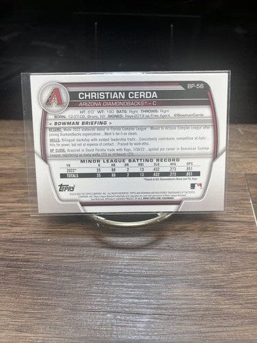 Cheap Sneaks Footwear/Sports Cards Baseball Card Christian Cerda Rookie 2023 Bowman #BP-56 1st Prospect DIamondBACKS RC