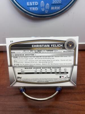 Cheap Sneaks Footwear/Sports Cards Baseball Card Christian Yelich SN 2023 Bowman Purple #23 Milwaukee Brewers