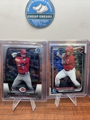 Cheap Sneaks Footwear/Sports Cards Baseball Card Cincinnati Reds 2023/24 Bowman Chrome Steer, Duno,Marte,McLain