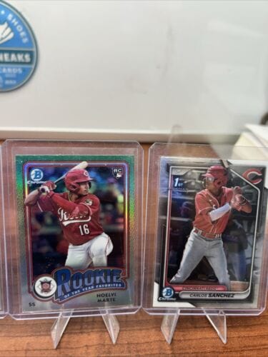 Cheap Sneaks Footwear/Sports Cards Baseball Card Cincinnati Reds 2023/24 Bowman Chrome Steer, Duno,Marte,McLain