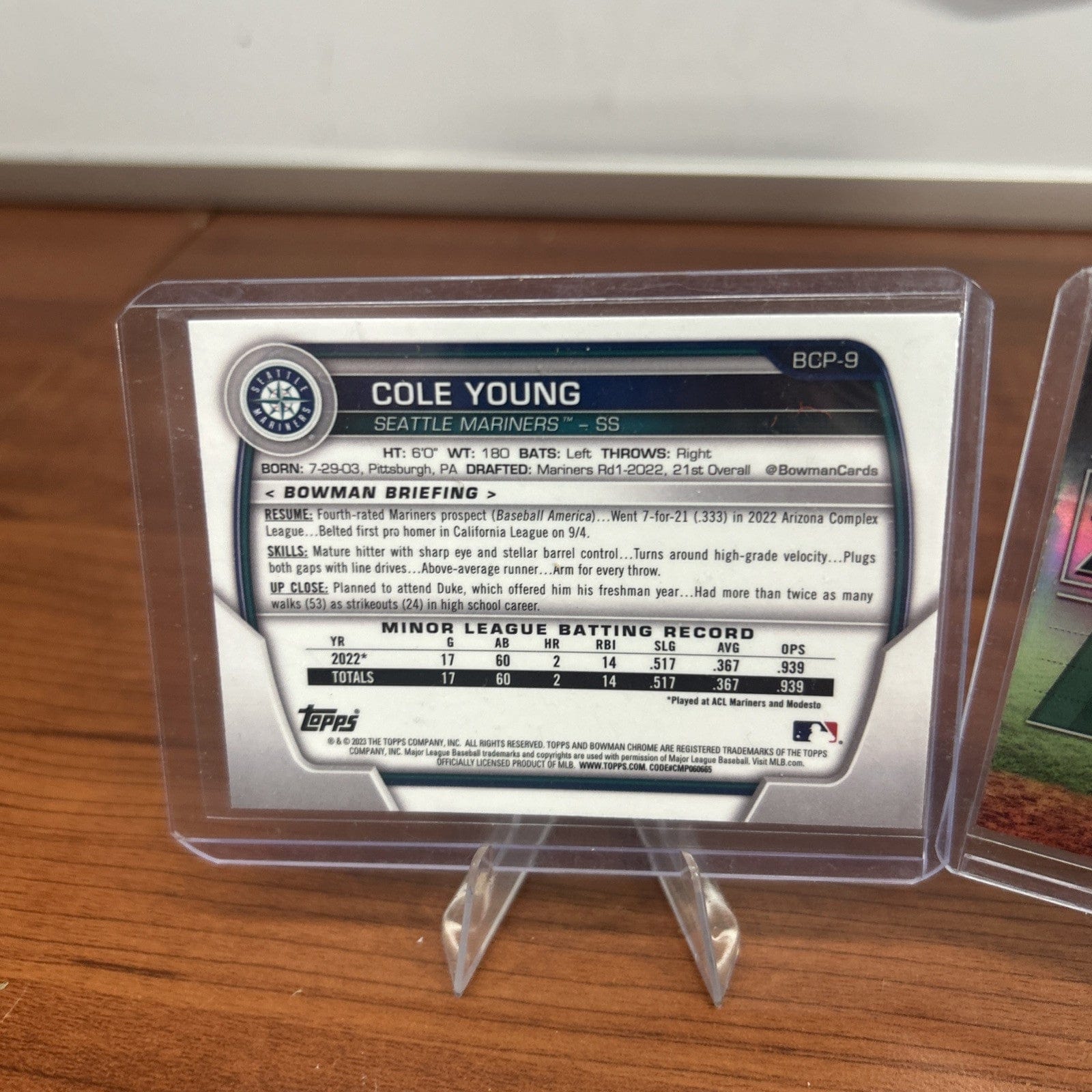 Cheap Sneaks Footwear/Sports Cards Baseball Card Cole Young 2024 Bowman Chrome #BCP-112, Bowman’s Top-100 #BTP-23 BC