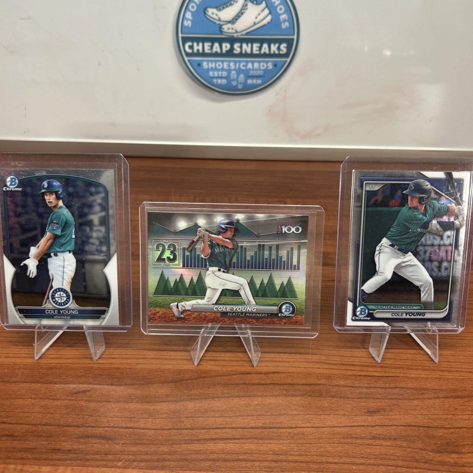 Cheap Sneaks Footwear/Sports Cards Baseball Card Cole Young 2024 Bowman Chrome #BCP-112, Bowman’s Top-100 #BTP-23 BC
