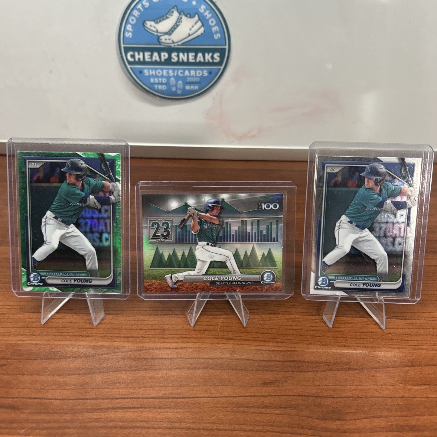 Cheap Sneaks Footwear/Sports Cards Baseball Card Cole Young 2024 Bowman Chrome Lunar Glow #BCP-112, Bowman’s Top-100