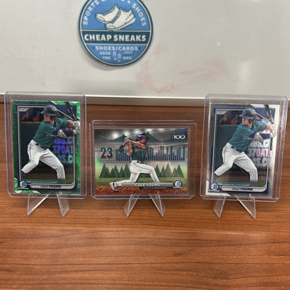 Cheap Sneaks Footwear/Sports Cards Baseball Card Cole Young 2024 Bowman Chrome Lunar Glow #BCP-112, Bowman’s Top-100