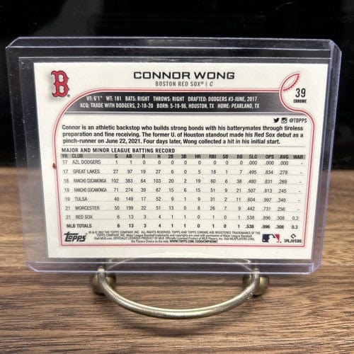 Cheap Sneaks Footwear/Sports Cards Baseball Card Connor Wong (RC) 2022 Topps Chrome Rookie Baseball Card #39  Boston Re