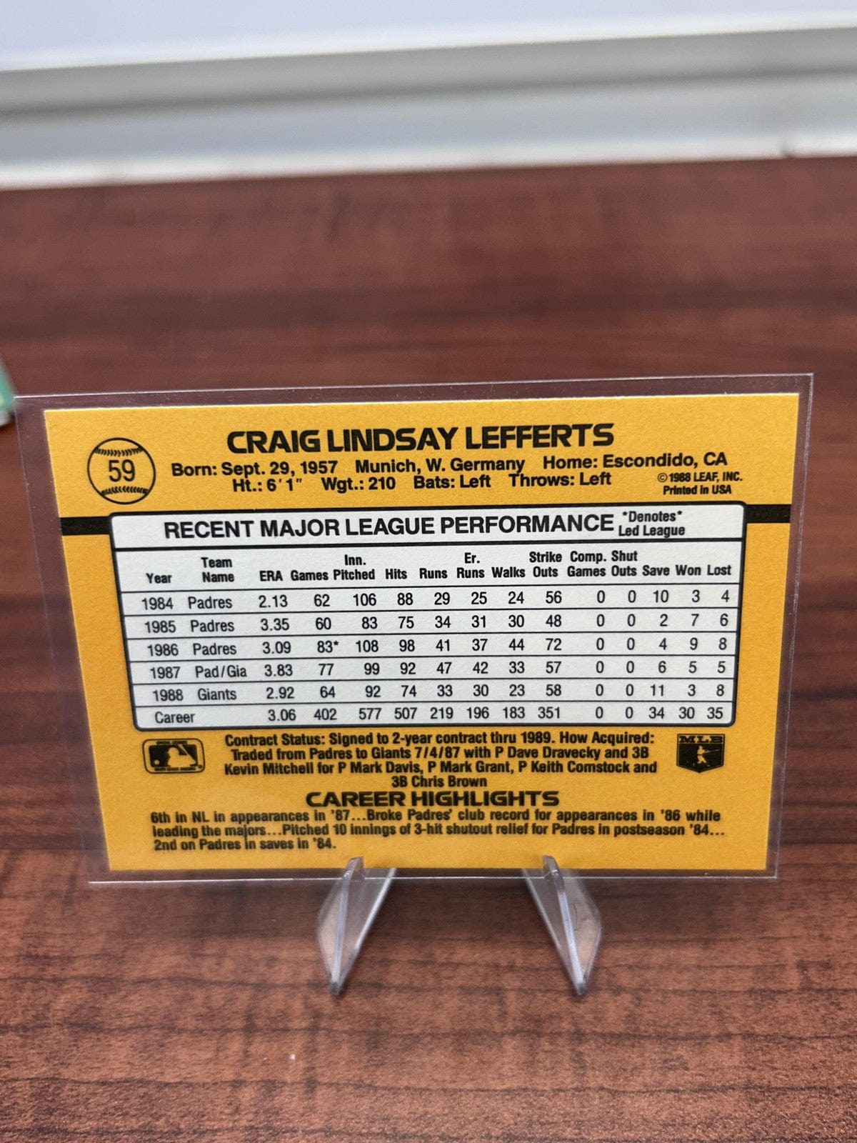 Cheap Sneaks Footwear/Sports Cards Baseball Card Craig Lefferts 1989 Donruss #59 San Francisco Giants