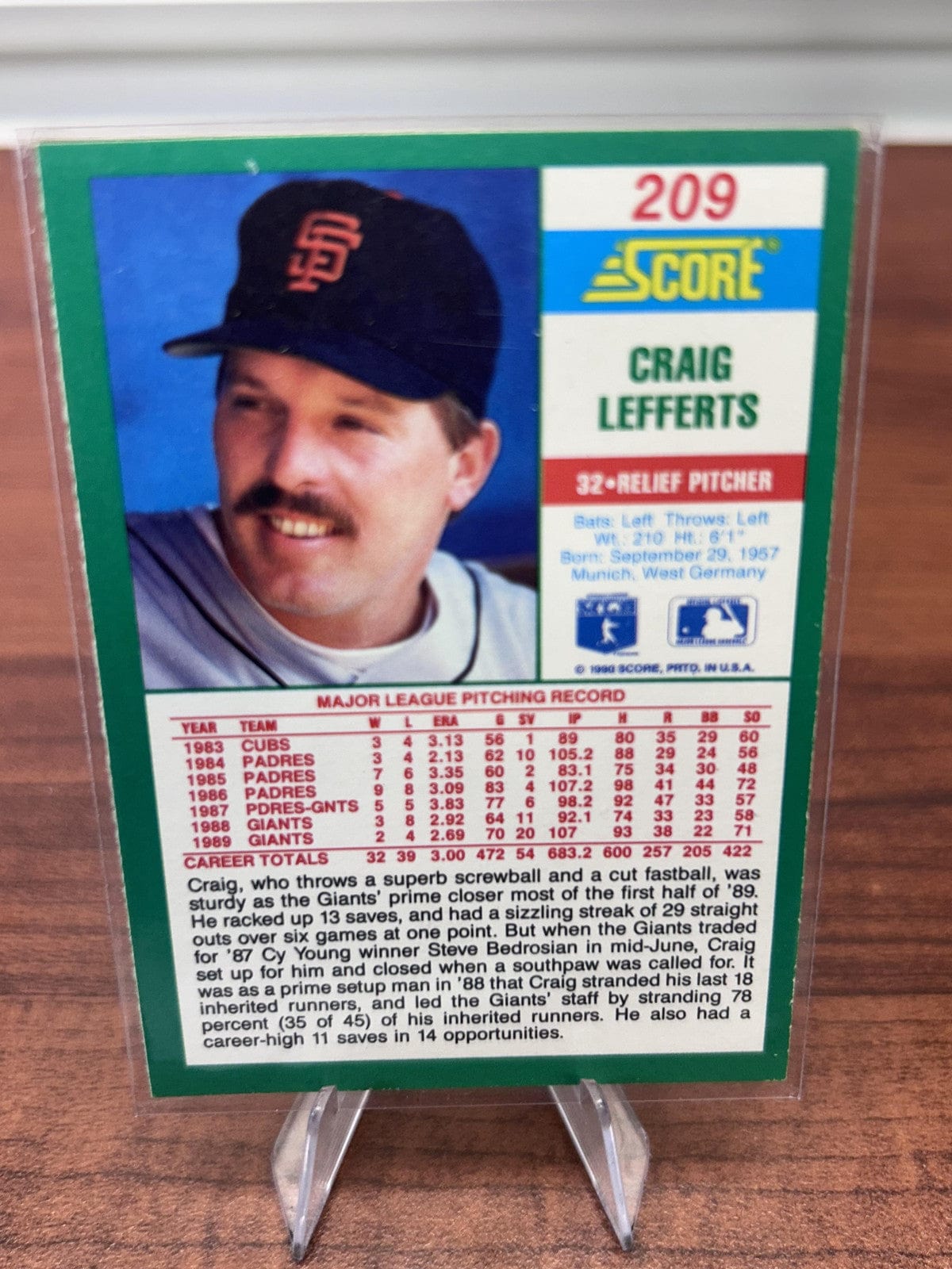 Cheap Sneaks Footwear/Sports Cards Baseball Card Craig Lefferts 1990 Score #209 San Francisco Giants