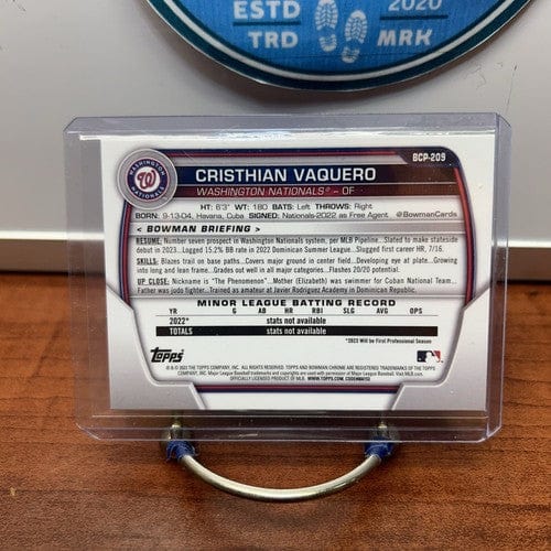 Cheap Sneaks Footwear/Sports Cards Baseball Card Cristhian Vaquero 2023 Bowman Chrome Prospects Sapphire #BCP-209 Natio