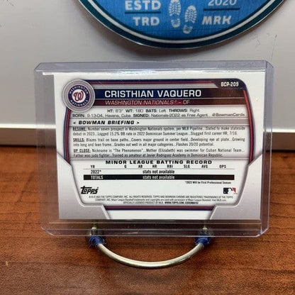 Cheap Sneaks Footwear/Sports Cards Baseball Card Cristhian Vaquero 2023 Bowman Chrome Prospects Sapphire #BCP-209 Natio