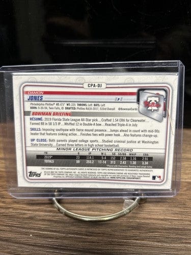 Cheap Sneaks Footwear/Sports Cards Baseball Card DAMON JONES 2020 BOWMAN CHROME 1ST ROOKIE AUTOGRAPH Philadelphia PHILL