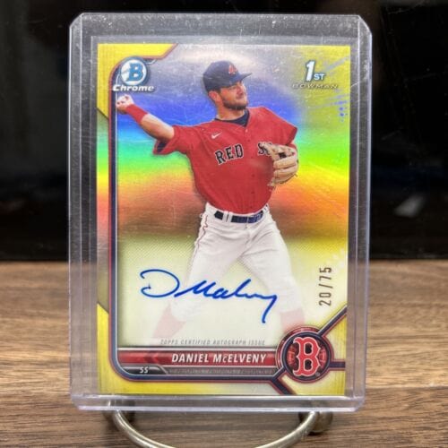 Cheap Sneaks Footwear/Sports Cards Baseball Card Daniel McElveny 2022 Bowman Chrome Yellow Refractor Auto Red Sox #CPA-