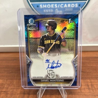 Cheap Sneaks Footwear/Sports Cards Baseball Card Daniel Montesino 2023 Bowman Chrome Blue Lunar Refractor SP /150 Padre