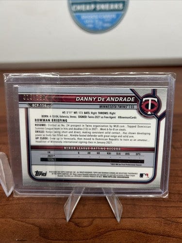 Cheap Sneaks Footwear/Sports Cards Baseball Card DANNY DE ANDRADE 2022 BOWMAN Chrome Blue MOJO Refractor 18/150 Minneso