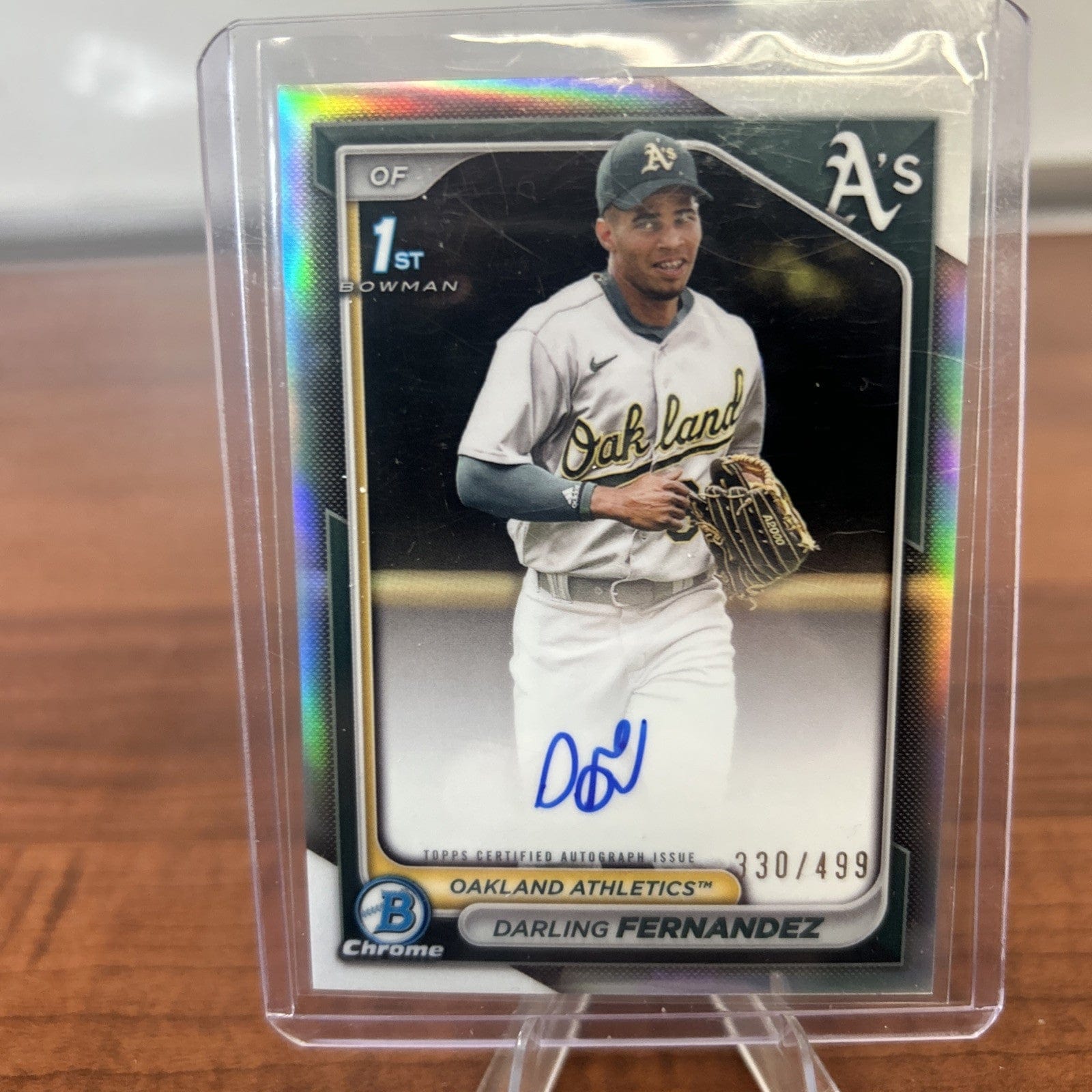 Cheap Sneaks Footwear/Sports Cards Baseball Card Darling Fernandez 2024 Bowman Chrome Auto #CPA-DF Refractor /499 Oakla