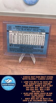 Cheap Sneaks Footwear/Sports Cards Baseball Card Darryl Strawberry 1988 Donruss #439c New York Mets