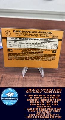 Cheap Sneaks Footwear/Sports Cards Baseball Card Dave Eiland RC 1989 Donruss #481 New York Yankees