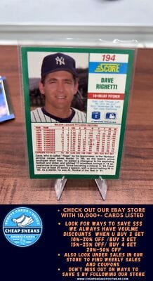 Cheap Sneaks Footwear/Sports Cards Baseball Card Dave Righetti 1990 Score #194 New York Yankees