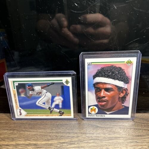 Cheap Sneaks Footwear/Sports Cards Baseball Card Deion Sanders Lot (2)  Braves,Yankees 1990 RC &1991 Upper Deck Basebal