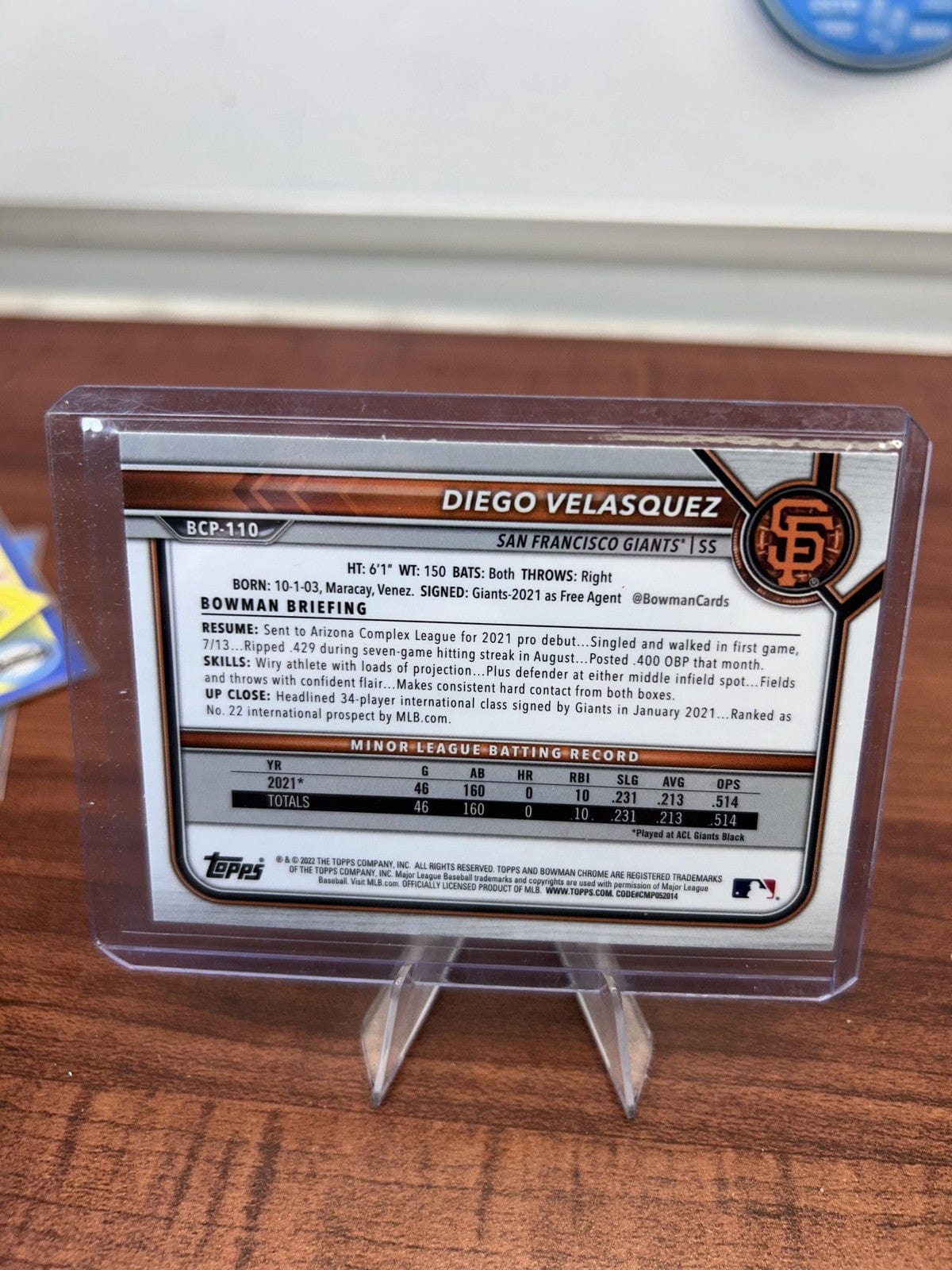 Cheap Sneaks Footwear/Sports Cards Baseball Card Diego Velasquez 2022 Bowman Chrome Prospects Mojo Refractor #BCP-110 G