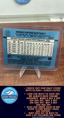 Cheap Sneaks Footwear/Sports Cards Baseball Card Don Mattingly 1988 Donruss #217 New York Yankees