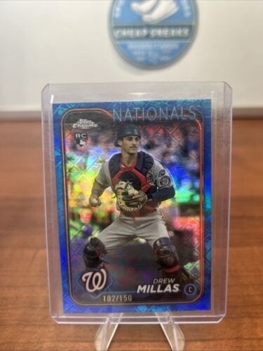 Cheap Sneaks Footwear/Sports Cards Baseball Card Drew Millas (RC) 2024 Topps Chrome Blue Logofractor  Refractor #85/150