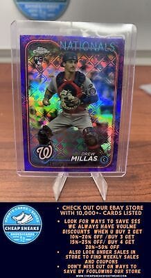 Cheap Sneaks Footwear/Sports Cards Baseball Card Drew Millas SN,RC 2024 Topps Chrome Logofractor Purple  Refractors #85