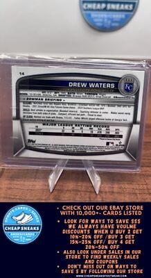 Cheap Sneaks Footwear/Sports Cards Baseball Card Drew Waters RC 2023 Bowman Chrome #14 Kansas City Royals