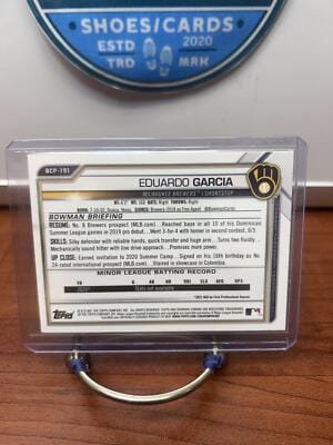 Cheap Sneaks Footwear/Sports Cards Baseball Card Eduardo Garcia 2021 Bowman Chrome Prospects #BCP-191 Milwaukee Brewers