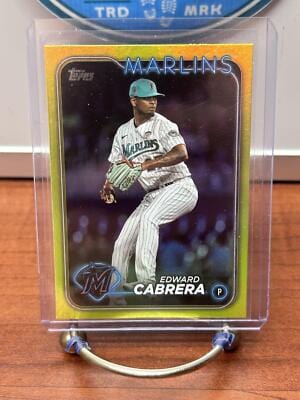 Cheap Sneaks Footwear/Sports Cards Baseball Card Edward Cabrera 2024 Topps Series Two Yellow Foil #465 Miami Marlins