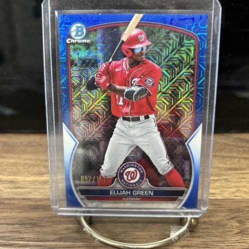 Cheap Sneaks Footwear/Sports Cards Baseball Card Elijah Green 2023 Bowman Chrome Mega Box Blue Mojo Refractor #92/150