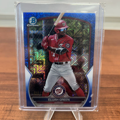 Cheap Sneaks Footwear/Sports Cards Baseball Card Elijah Green 2023 Bowman Chrome Mega Box Blue Mojo Refractor #92/150
