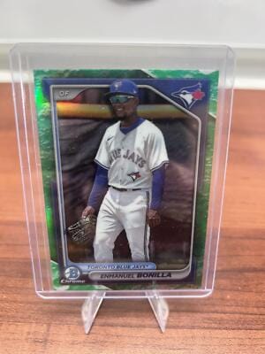 Cheap Sneaks Footwear/Sports Cards Baseball Card Enmanuel Bonilla 2024 Bowman Chrome Lunar Glow Refractors #BCP-53Blue