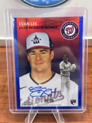 Cheap Sneaks Footwear/Sports Cards Baseball Card Evan Lee (RC) 2023 Topps Chrome Platinum Anniversary Blue Refractor Au