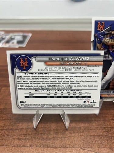 Cheap Sneaks Footwear/Sports Cards Baseball Card Francisco Alvarez 2024 Bowman #75 New York Mets Baseball Card + Bonus
