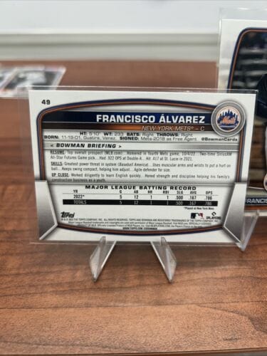 Cheap Sneaks Footwear/Sports Cards Baseball Card Francisco Alvarez (RC) 2023 Bowman Baseball Card #49  New York Mets +