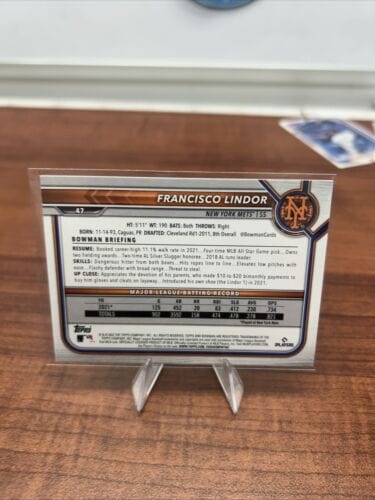 Cheap Sneaks Footwear/Sports Cards Baseball Card Francisco Lindor 2022 Bowman #47 New York Mets Baseball Card NM