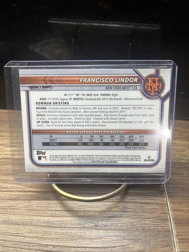 Cheap Sneaks Footwear/Sports Cards Baseball Card Francisco Lindor 2022 Bowman Chrome Baseball Card #73 - New York Mets