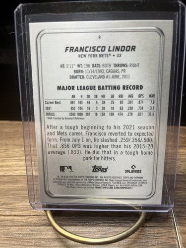 Cheap Sneaks Footwear/Sports Cards Baseball Card Francisco Lindor 2022 Bowman Platinum  baseball Card #9  New York Mets