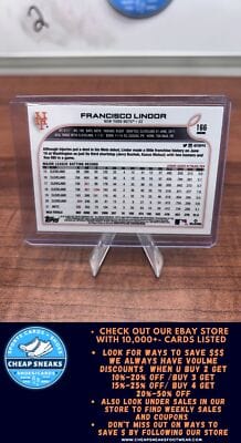Cheap Sneaks Footwear/Sports Cards Baseball Card Francisco Lindor 2022 Topps Chrome Sonic Prism Refractor #166 New York