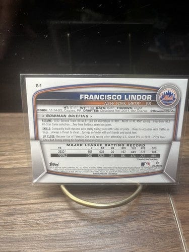 Cheap Sneaks Footwear/Sports Cards Baseball Card Francisco Lindor 2023 Bowman Baseball Card  #81 NEW YORK METS