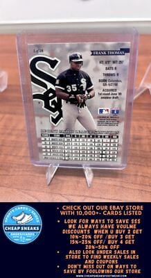 Cheap Sneaks Footwear/Sports Cards Baseball Card Frank Thomas 1995 National Packtime #1 Chicago White Sox