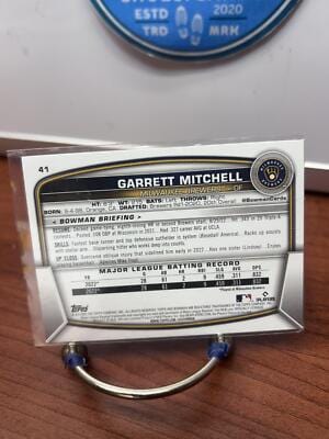 Cheap Sneaks Footwear/Sports Cards Baseball Card Garrett Mitchell RC 2023 Bowman #41 Milwaukee Brewers