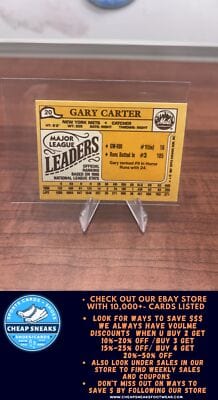 Cheap Sneaks Footwear/Sports Cards Baseball Card Gary Carter 1987 Topps Major League Leaders Minis #20 New York Mets