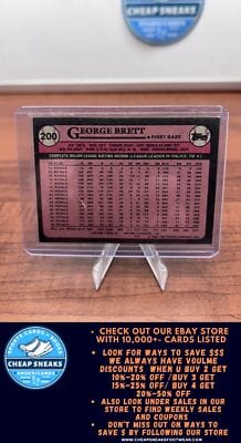 Cheap Sneaks Footwear/Sports Cards Baseball Card George Brett 1982 Topps #200 Kansas City Royals
