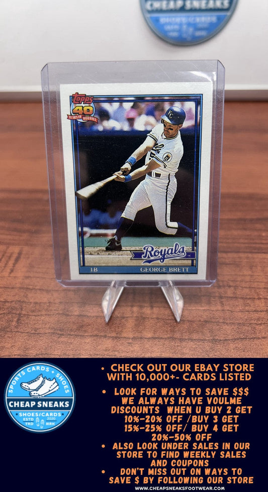 Cheap Sneaks Footwear/Sports Cards Baseball Card George Brett 1991 Topps #540 Kansas City Royals